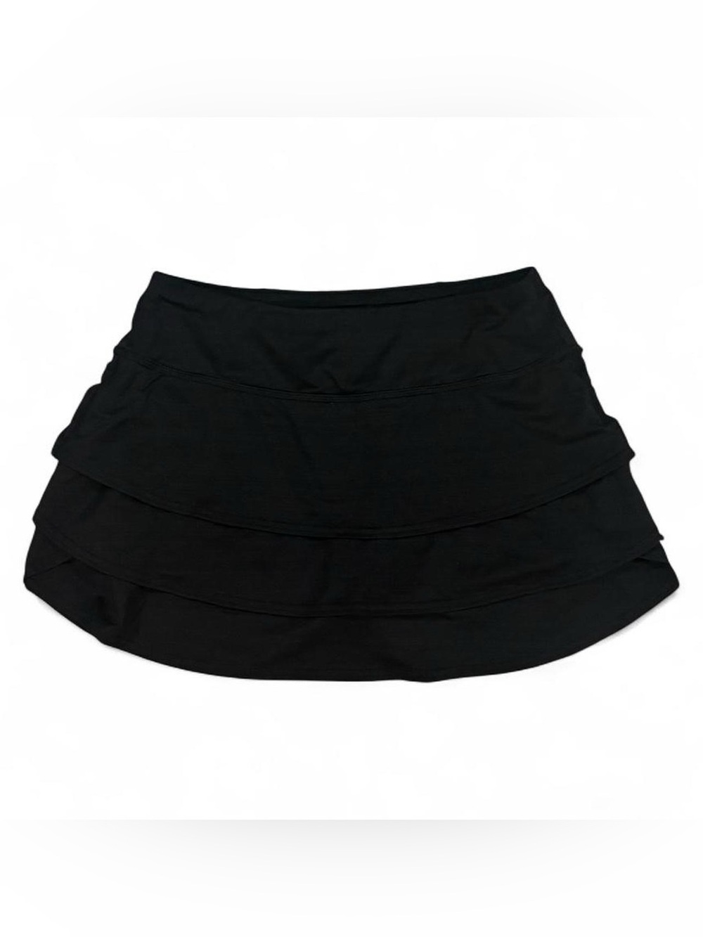 Athleta tiered black mini athletic skirt with built in shorts